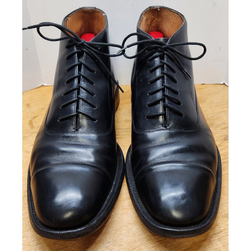 Church's Custom Grade Black Leather Cap Toe Lace Up Boots England UK 9 US 9.5